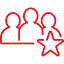 Three avatars of people with a star under one of them outlined in red.