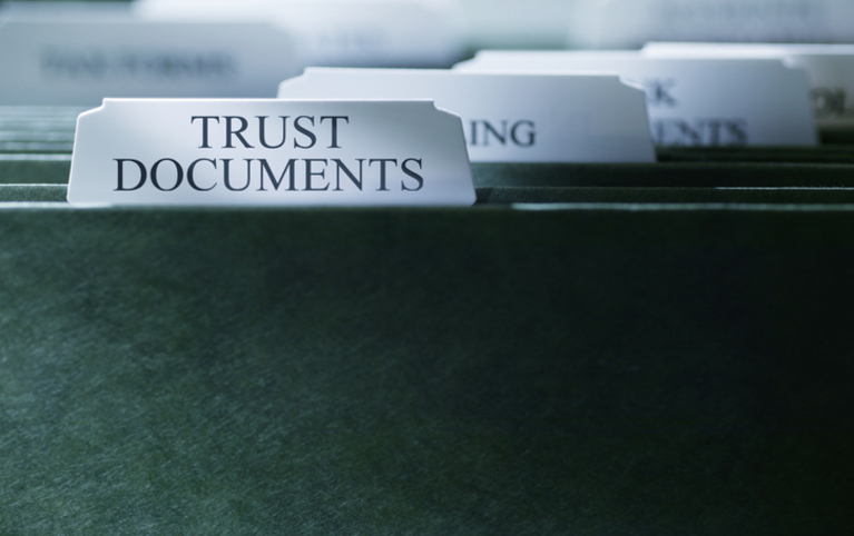image of folders with the title trust documents indicated on the first folder