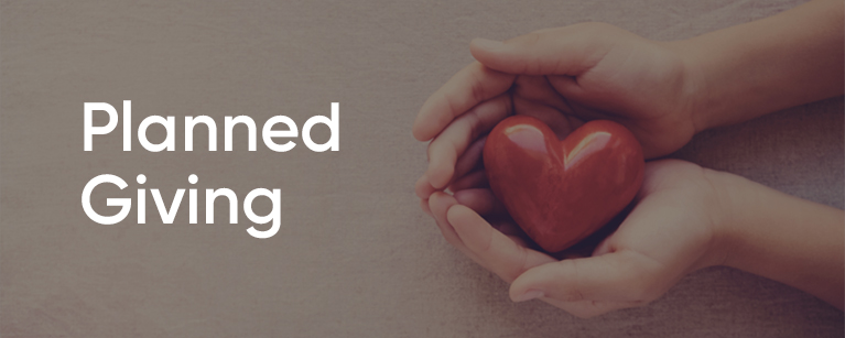 Image of two hands holding a heart with the title Planned donnations.