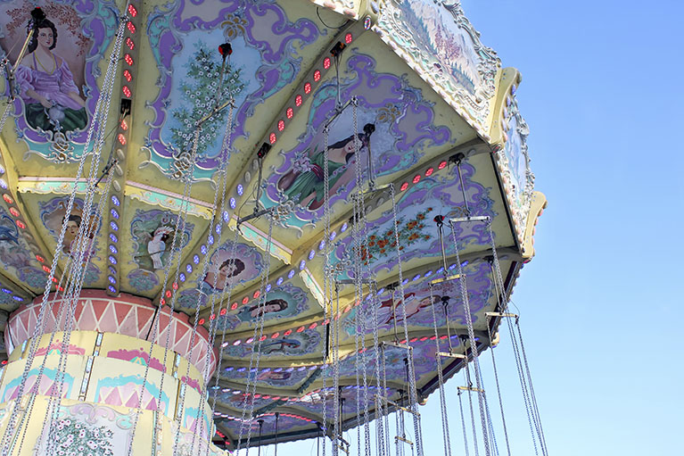 Close up of a swing ride at a carnival