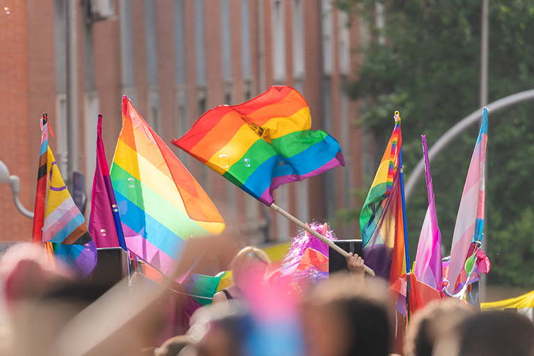 pride flag waving 