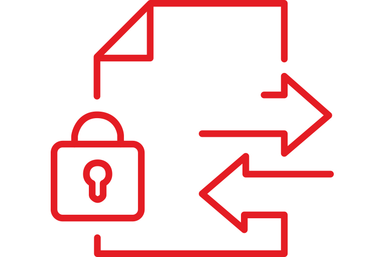 line image showing a page with a lock on it