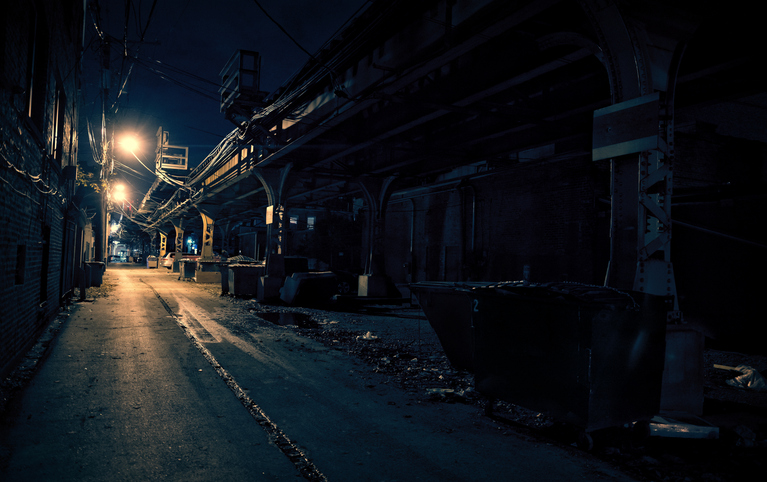 dark alley with a light at the end 