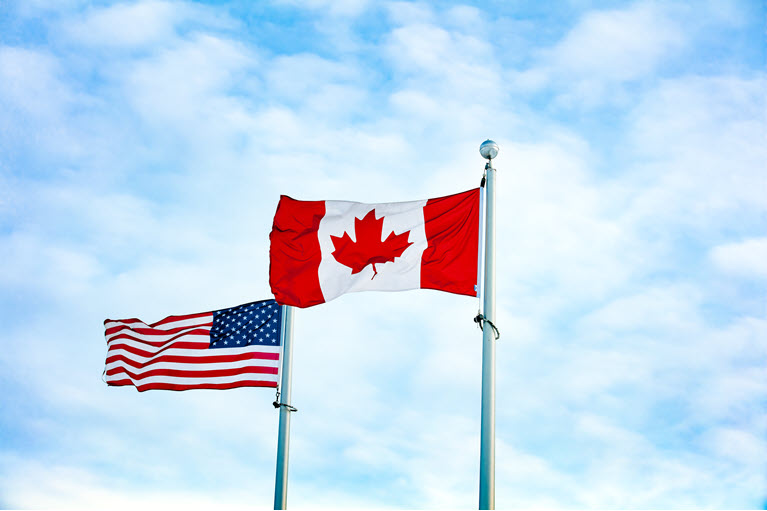 Canadian and American Flag 