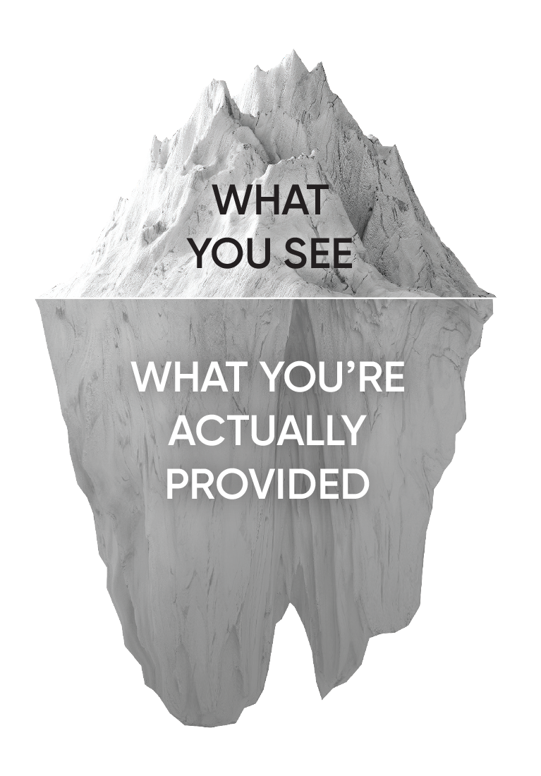 View of iceburg below and above the waterline