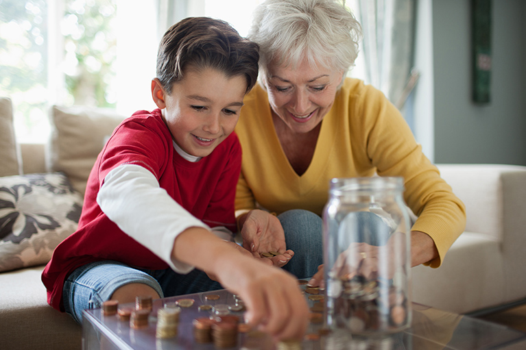 Grandmother with her grandson.