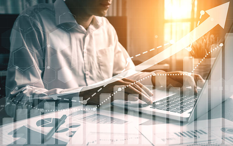 An advisor with laptop