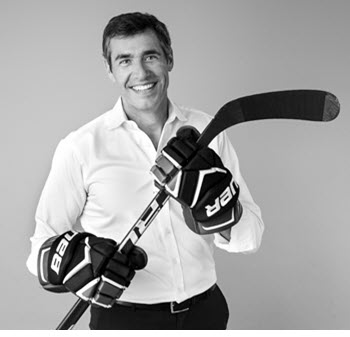 Jeff Wiebe from Jeff Wiebe Treasury Advisory Team with his hockey stick.