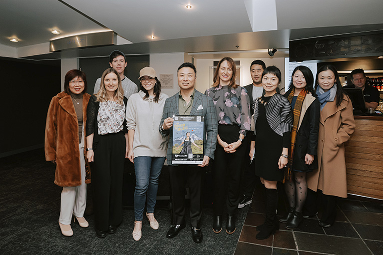 image of the entire team with the sound of music cast. From left to right tina c, cast member 1, cast member 2, cast member ,johnny, cast member, richard, tina y, icy, joyce 