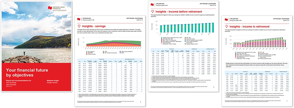 Example of how a financial plan report from Knight Wealth Management. 
