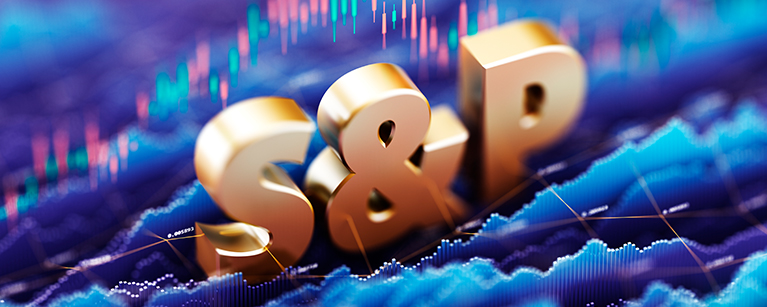S&P Market Index Concept with Financial Graphs.