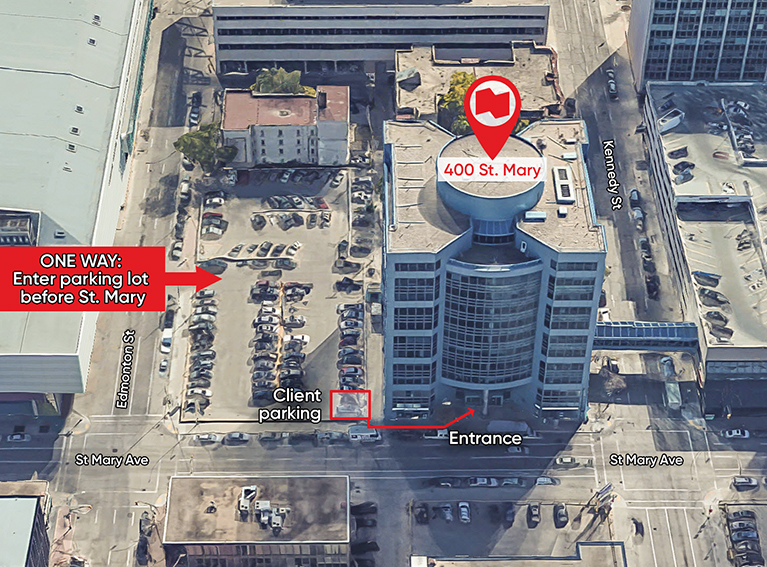 image which represents the map where the offices of The Zentner Wealth Advisory Group are located. Enter parking lot before St. Mary .Client parking is located in the side of the car park closest to the entrance to the building.
