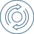 Icons of two arrows going in opposite direction but balanced to represent stability.