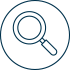 Icon of a magnifying glass to represent transparency.