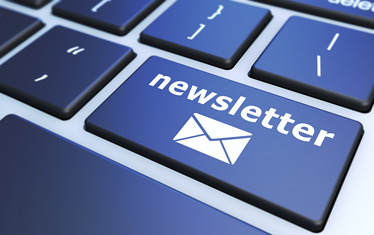 Image of a keyboard button written newsletter.