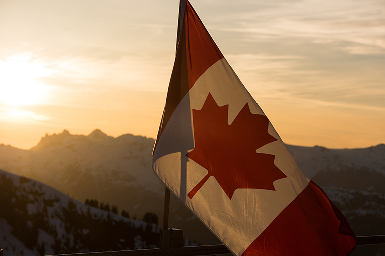 The Canadian flag representing the dividend growth and income portfolio