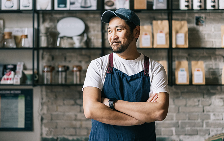 Image of a cafe business owner. 