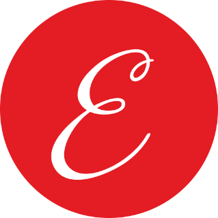 Red circle with the letter e inside of it representing excellence