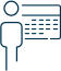 pictogram of an avatar next to a calendar to represent monitoring