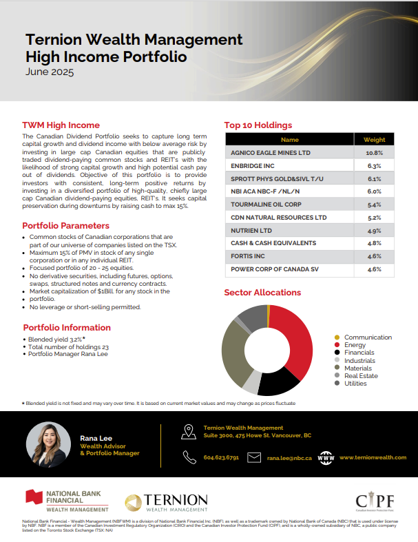 Image of Canadian dividend basket - Ternion Wealth Management