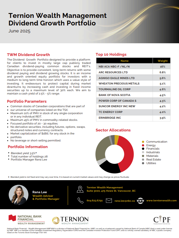 Image of Canadian dividend basket - Ternion Wealth Management