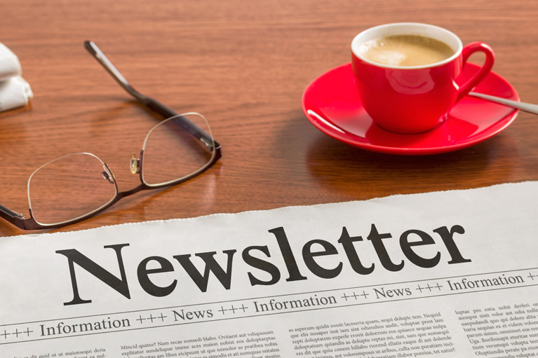 Newspaper with the title newsletter.