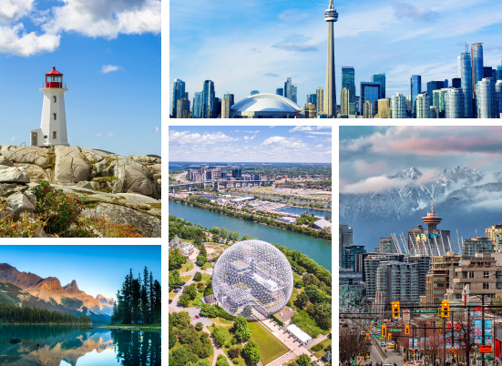 Photo collage of multiple Canadian cities