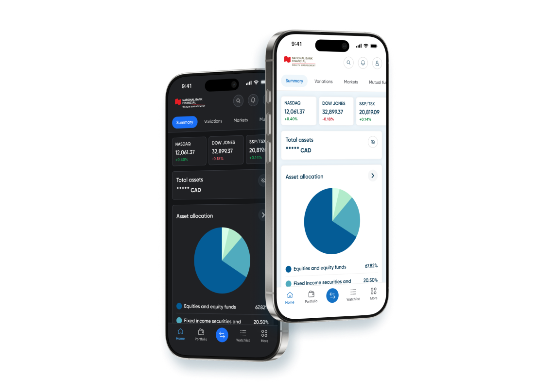 Photo of a mobile phone with the NBC Wealth app logo 